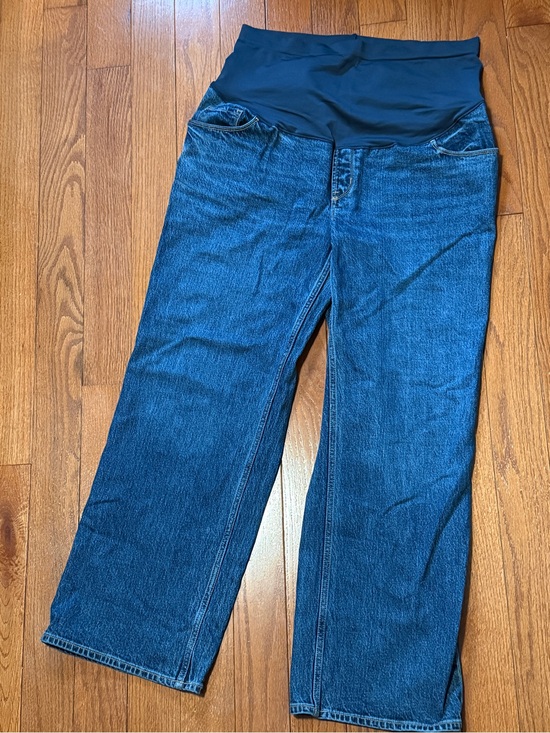 Old Navy Denim - Old Navy Dark Blue Straight-Leg Maternity Jeans with Support Panel